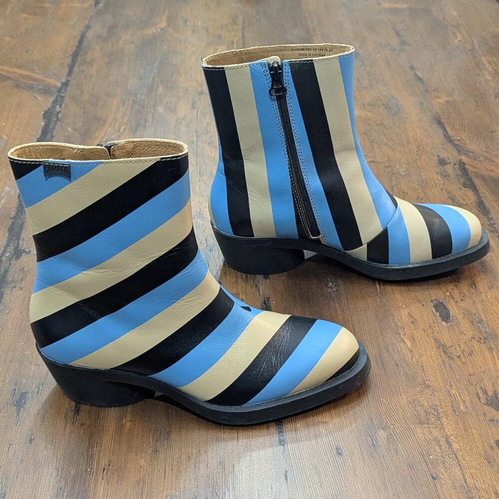 Leather, low-heeled boots - Size 38, 3 colours.  Striking, practical, fun.